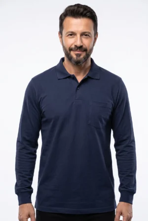 Lacivert Polo Yaka Sweatshirt