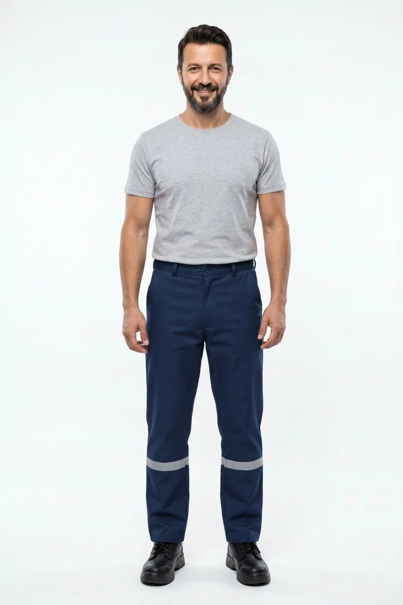 Lacivert Reflektörlü Kışlık İş Pantolonu 7x7 Gabardin