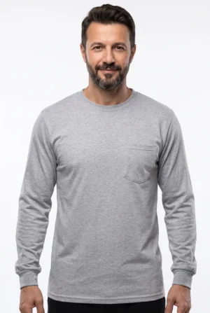 Melanj Gri Sıfır Yaka Sweatshirt