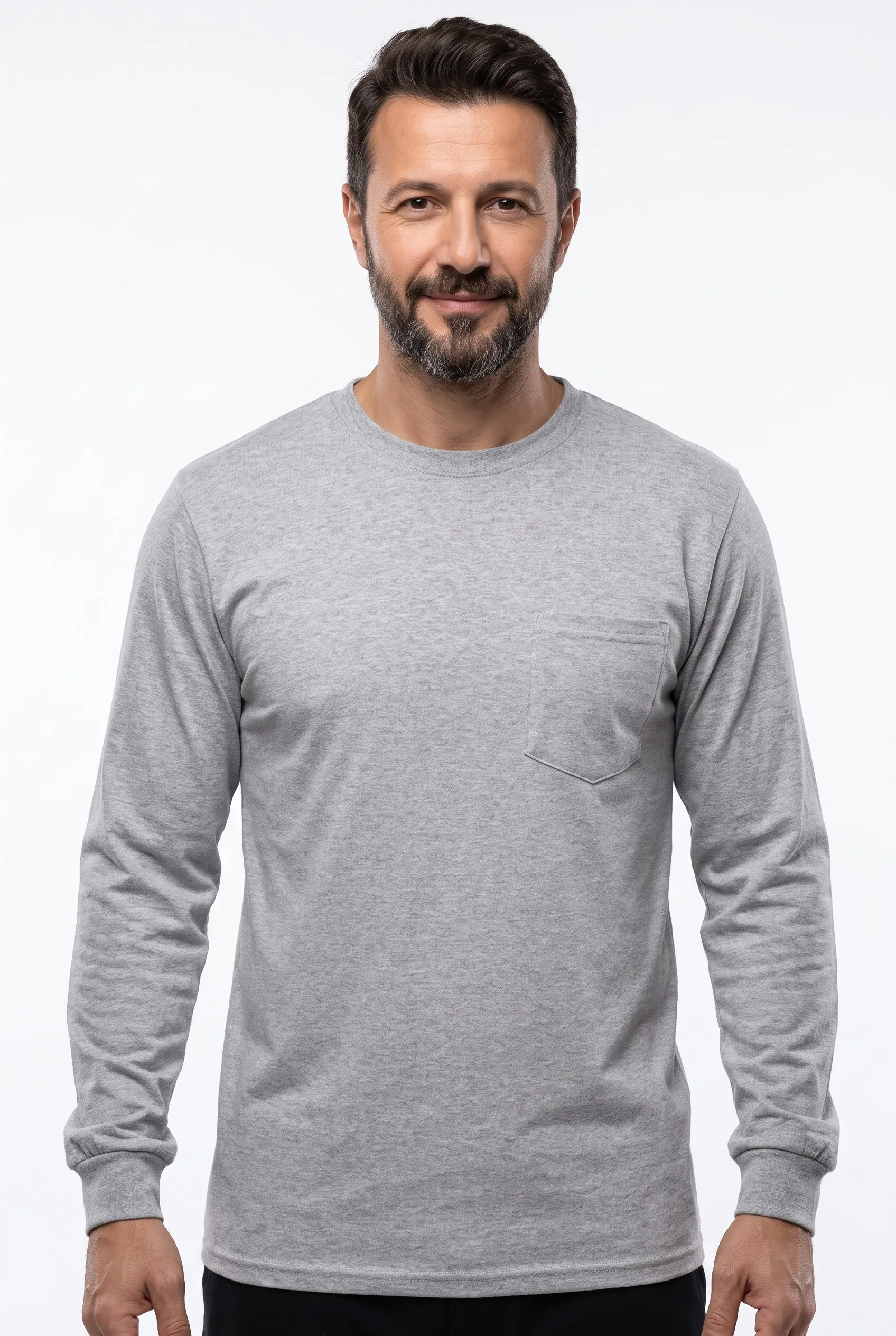 Melanj Gri Sıfır Yaka Sweatshirt